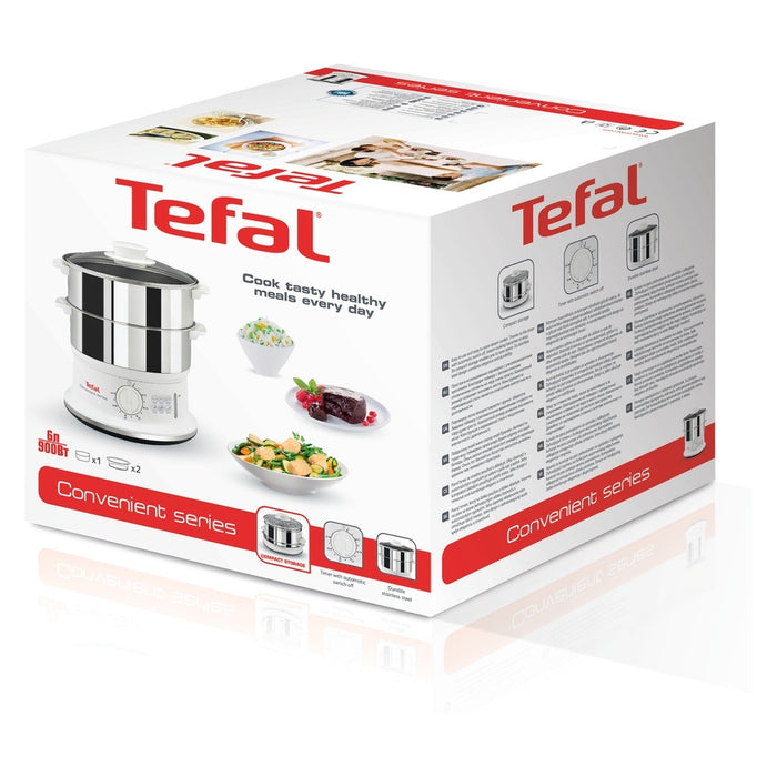 Tefal VC145 Dampfgarer 2 Korb/Körbe Freistehend Weiß, Edelstahl