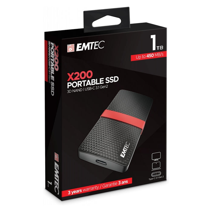 Emtec X200 1000 GB Schwarz, Rot