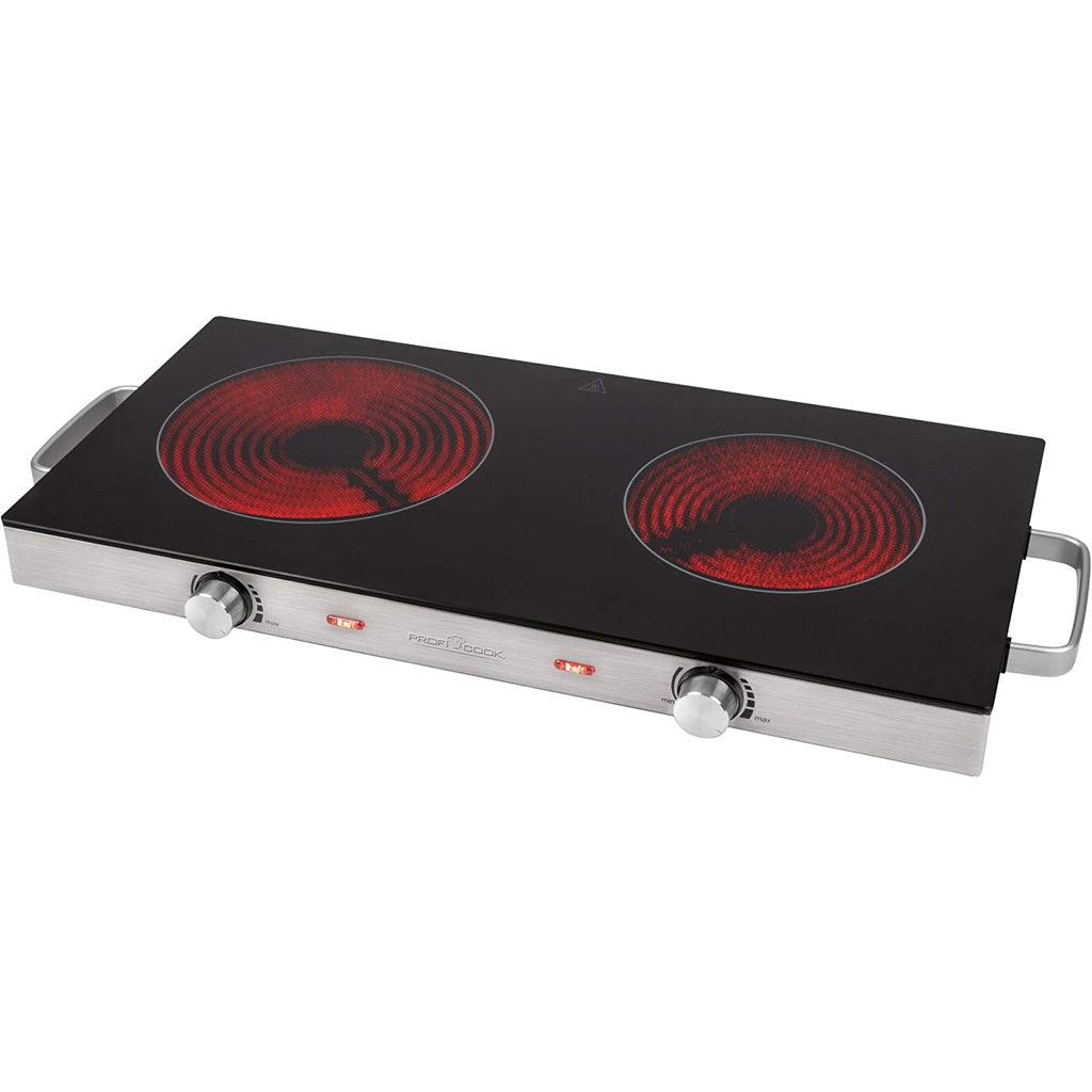 Produktbild Elektro-Kochfeld - ProfiCook PC-DKP 1211 Doppel-Kochplatten 64 cm 2-Zonen 2800 W Schwarz, Edelstahl