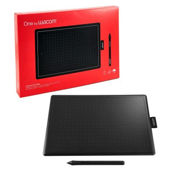 Wacom One by Medium Grafiktablett Schwarz, Rot 2540 lpi 216 x 135 mm USB