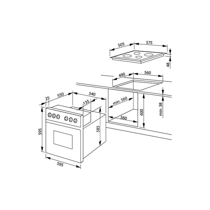 Amica EHC 933 011 E Fine Design Herd Set Kochfeld aus Glaskeramik