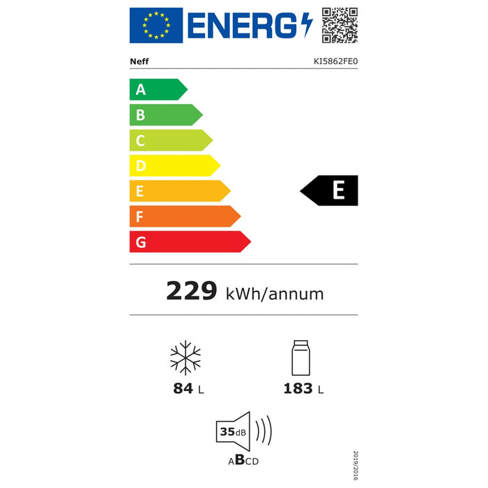 Neff KI5862FE0 Kühl- und Gefrierkombination Integriert 267 l E