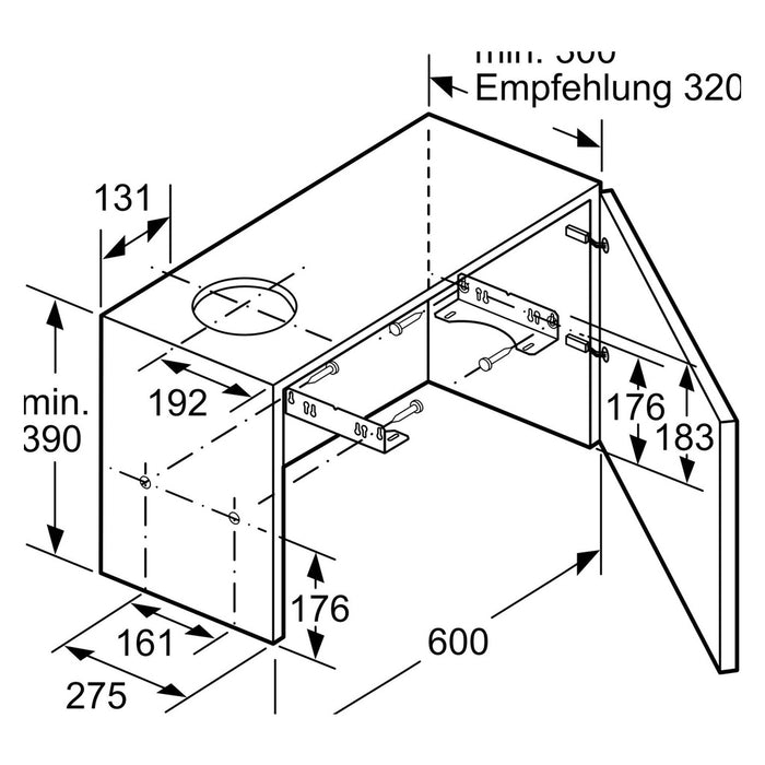 Siemens iQ100 LI64LA521 Dunstabzugshaube Halb eingebaut (Pullout) Metallisch, Silber 389 m³