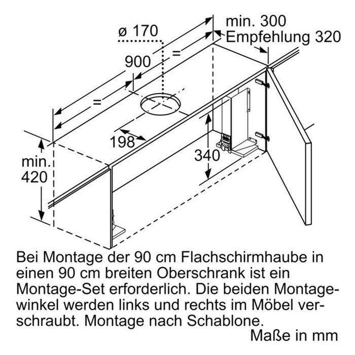 Bosch Serie 4 DFR097A52 Dunstabzugshaube Wandmontiert Metallisch 729 m³/h A