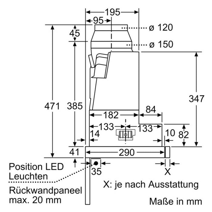 Bosch Serie 4 DFR097A52 Dunstabzugshaube Wandmontiert Metallisch 729 m³/h A