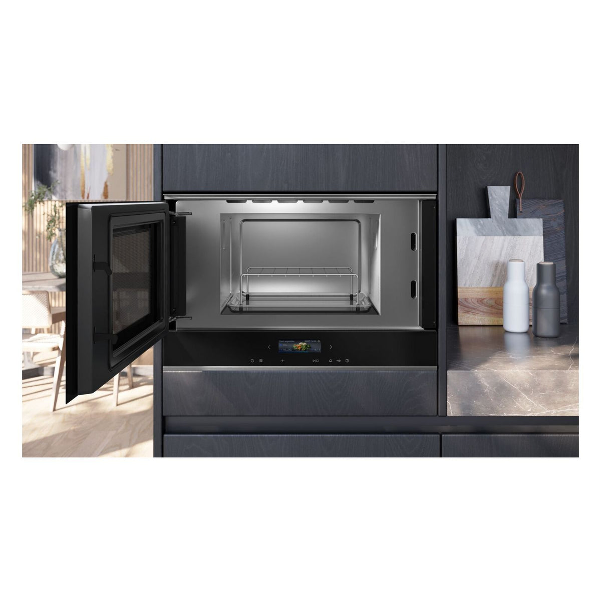 Produktbild Einbau-Mikrowelle - Siemens iQ700 BE732L1B1 Mikrowelle Schwarz Kombi-Mikrowelle Integriert 21 l 900 W