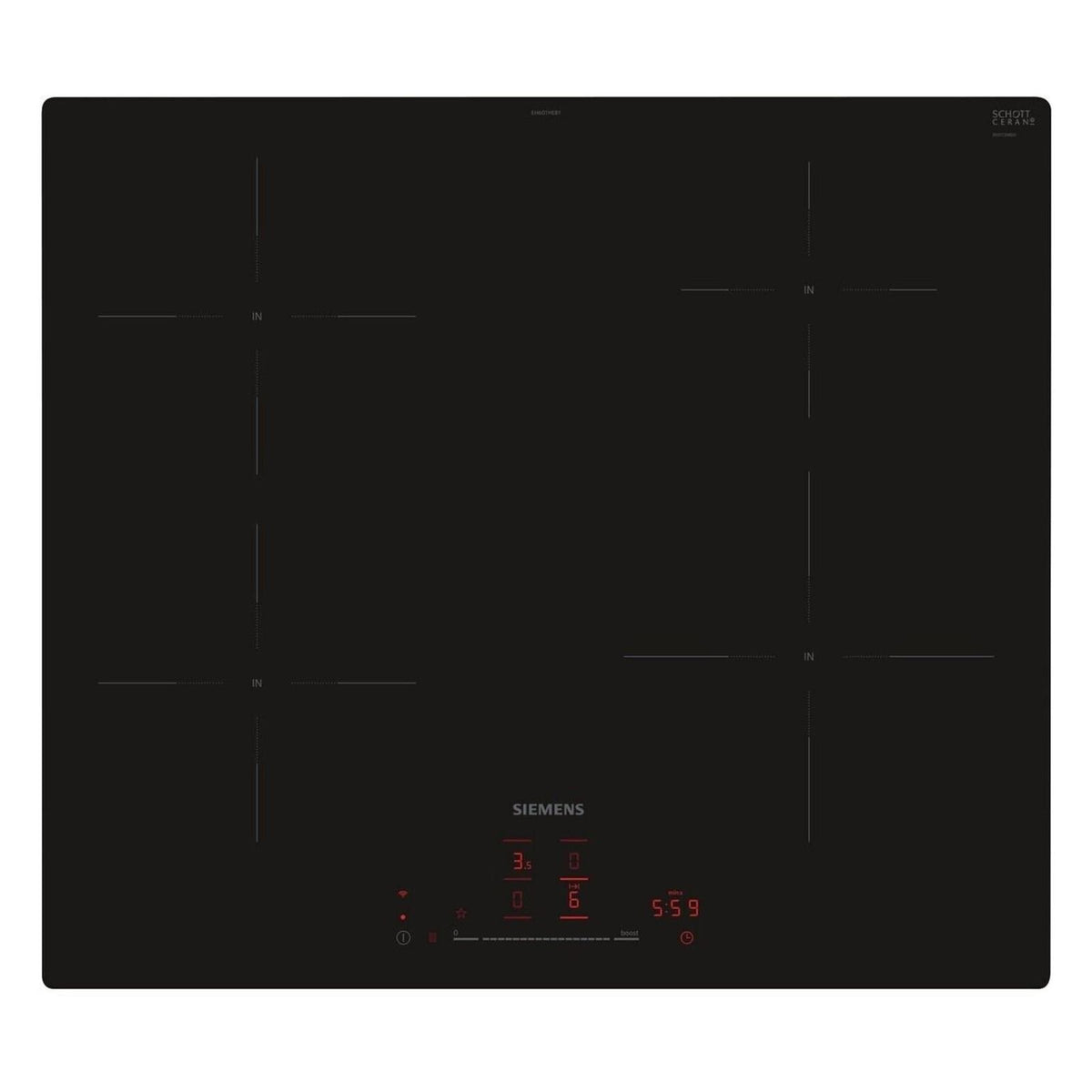 Produktbild Induktions-Kochfeld - Siemens iQ100 EH601HEB1E Induktionskochfeld Schwarz Integriert 60 cm 4 Zone(n)