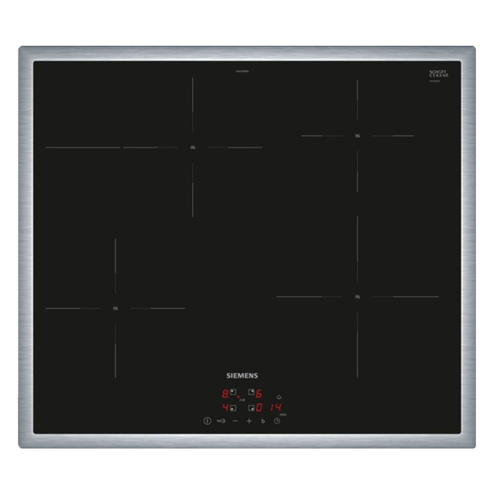 Siemens iQ300 EH645BFB6E Edelstahl Integriert 60 cm Zonen-Induktionskochfeld 4 Zone(n)