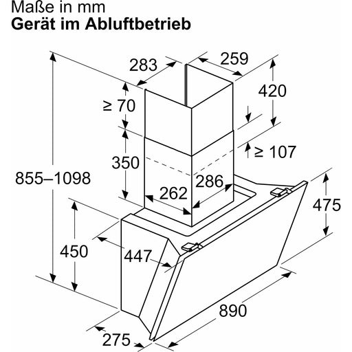 Produktbild Wandhaube - Bosch Serie 8 DWK91LT60 Dunstabzugshaube Wandmontiert Schwarz 441 m³/h A+