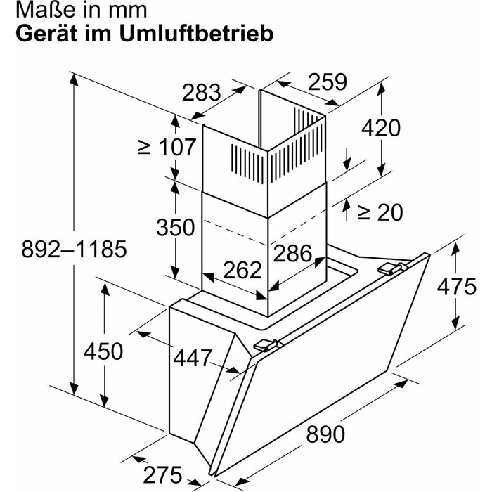 Bosch Serie 8 DWK91LT60 Dunstabzugshaube Wandmontiert Schwarz 441 m³/h A+