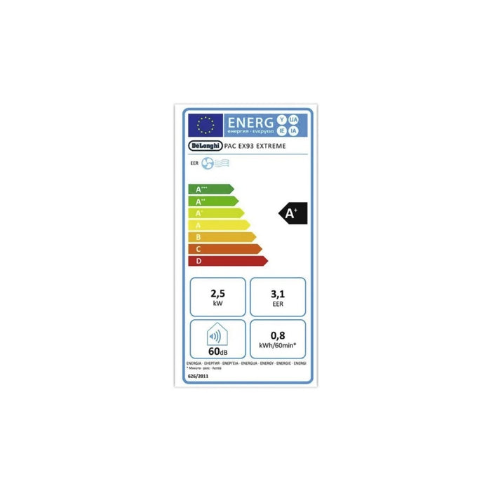 De’Longhi PAC EX93 tragbare Klimaanlage mit Whisper Technology in weiß A+