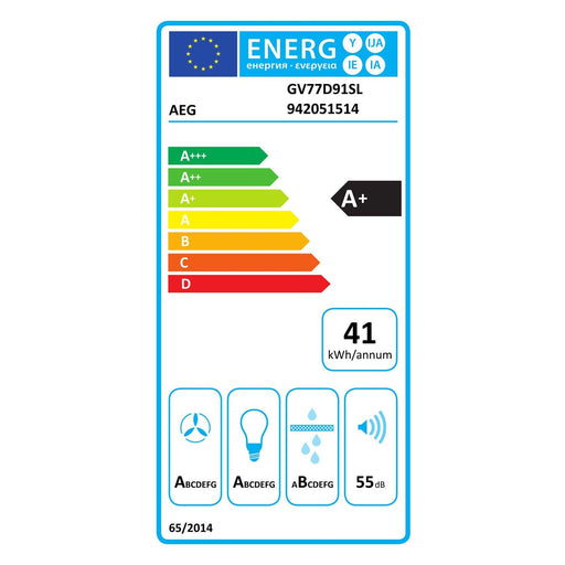 Produktbild Wandhaube - AEG GV77D91SL Dunstabzugshaube Wandmontiert Schwarz, Silber 725 m³/h