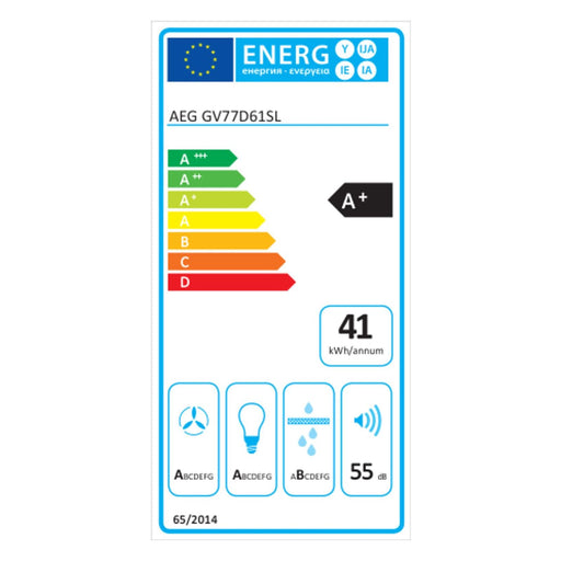 Produktbild Kopffreihaube - AEG GV77D61SL Dunstabzugshause wandmontiert schwarz, silber 725 m³/h