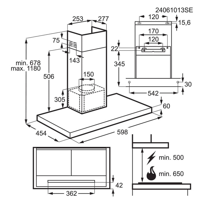 AEG GB67D61HL Dunstabzugshaube Wandmontiert Schwarz A 545 m³/h