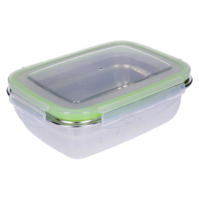 TP 2er Set Frischhaltedosen, Lunchbox aus 18/10 Edelstahl luftdicht mit Klick- Deckel 850 + 1800ml