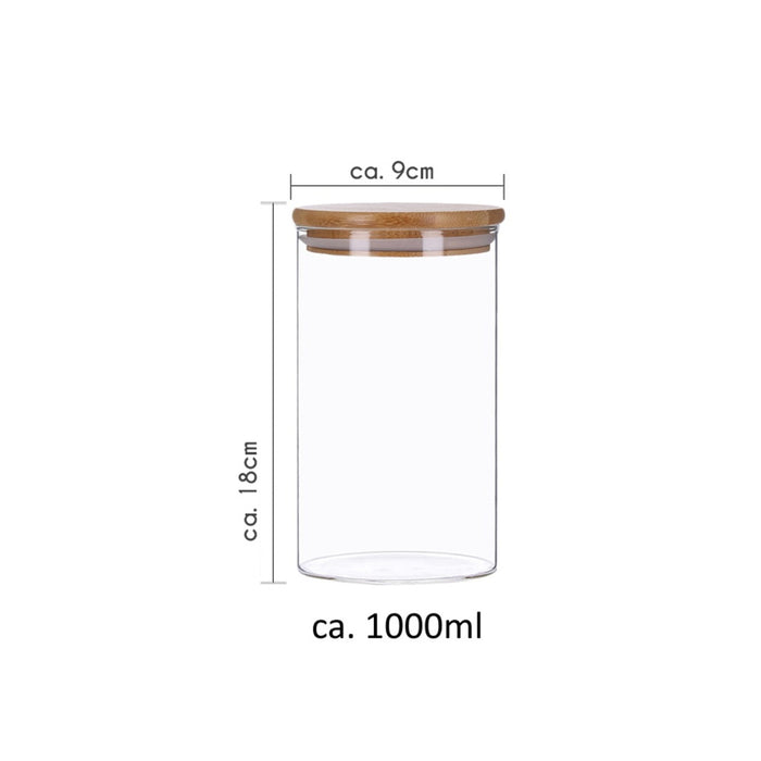 TP Vorratsgläser 4er Set mit Bambus Deckel, luftdichte Behälter inkl. Etiketten, 4 x 1000 ml