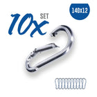 10x Karabinerhaken 12 x 140 verzinkt DIN 5299 C-Form (Birne) rostfrei Schnapphaken bis 450Kg