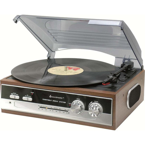 Produktbild Radioplattenspieler - Soundmaster PL 186H Plattenspieler/Radio 70iger Jahr Design Holz-Silber