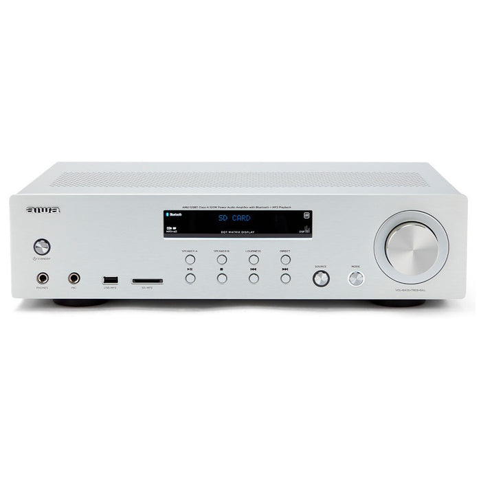 Aiwa AMU-120BT SR Verstärker Stereo, BT, USB, SD-MP3 Silber