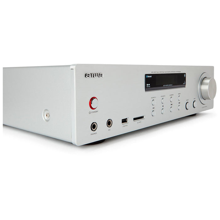 Aiwa AMU-120BT SR Verstärker Stereo, BT, USB, SD-MP3 Silber