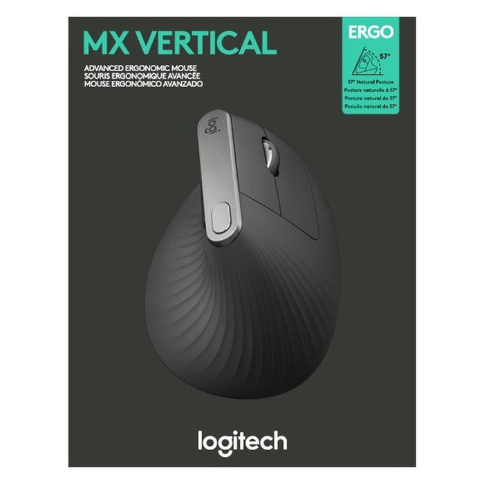 Logitech MX Vertical ergonomische Funkmaus schwarz (bis 1600 DPI, kabellos, rechtshänder)