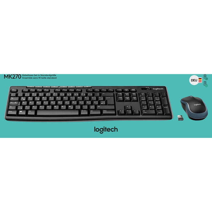 Logitech MK270 kabelloses Tastatur-Maus-Set Schwarz