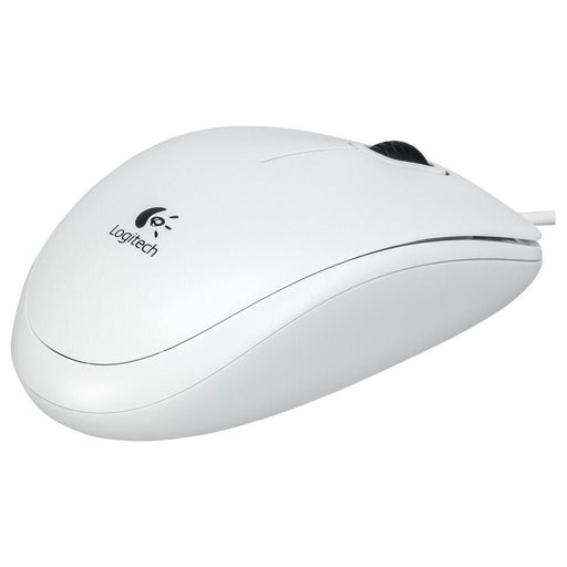 Produktbild ergonomische Maus - Logitech B100 optische USB-Maus weiß (kabelgebunden, beidhändig)