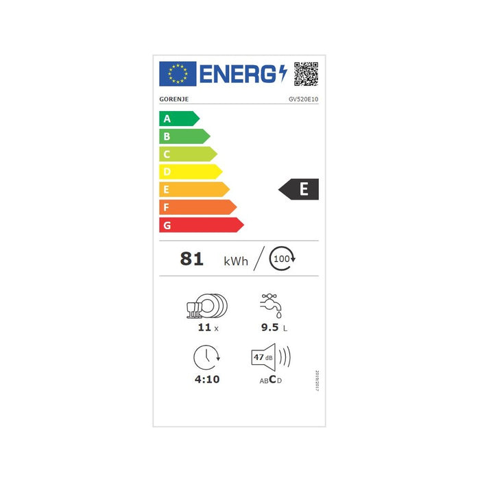 Gorenje EB-Geschirrspüler 45cm,11MG,9l,47dB GV 520E10