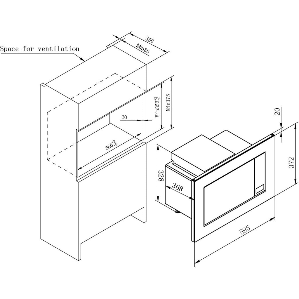 Produktbild Einbau-Mikrowelle - Amica EB-Mikrowelle m. Grill 1000/800W EMW 13184 E