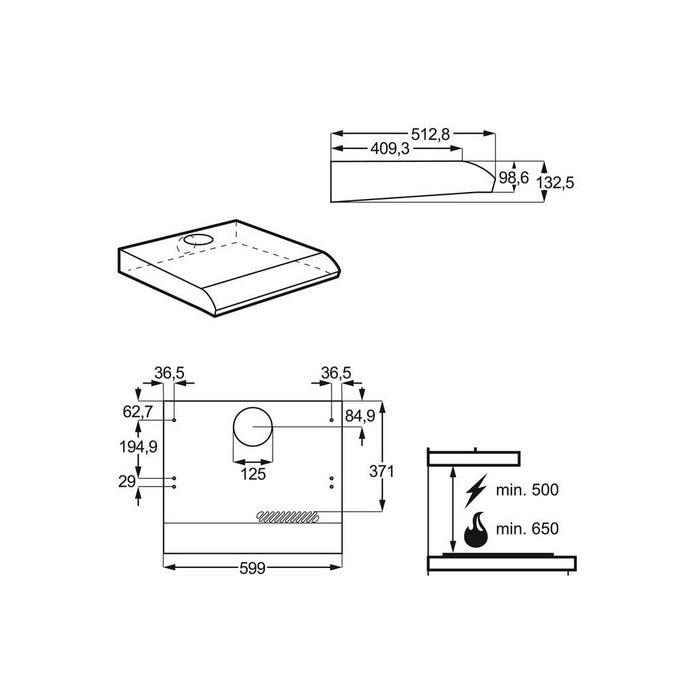 Electrolux AEG MDA UB-Haube 3Stufen,Serie2 DUB2610W Lower Easy