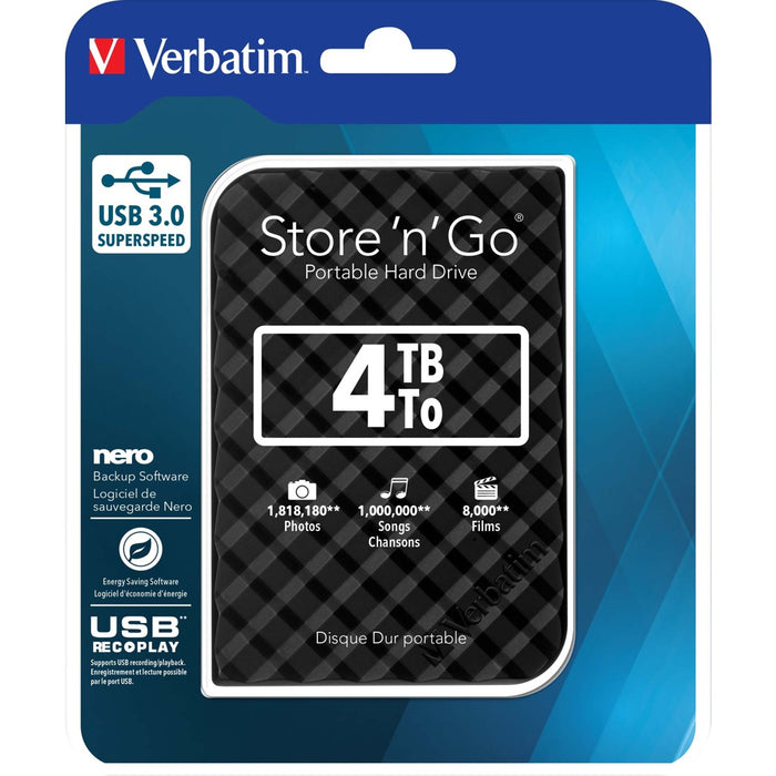 Verbatim Festplatte 4TB USB3.0 Extern,6,35cm(2,5Z) VERBATIM 53223