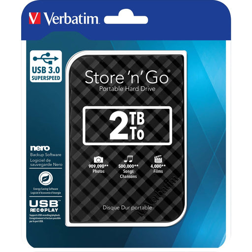 Produktbild externe HDD-Festplatte - Verbatim Festplatte 2TB USB3.0 Extern,6,35cm(2,5Z) VERBATIM 53195