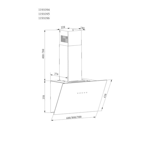 Produktbild Wandhaube - Amica KHF 664 630 S Dunstabzugshaube wandmontiert schwarz 620 m³/h A