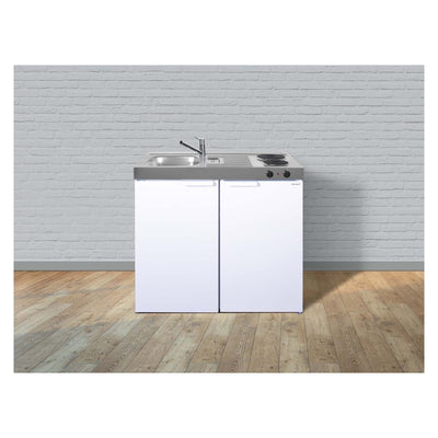 Miniküche Kitchenline MK 100 weiß mit Kochfeld & Spüle links - KSEKFreBli