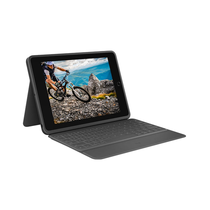 Logitech Rugged Folio Graphit USB Typ-C QWERTZ-Tablet-Tastatur - Deutsch - grau