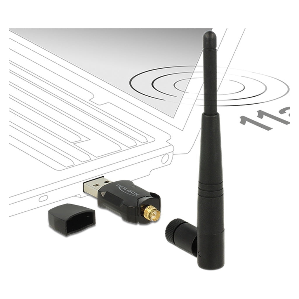 Produktbild WLAN-Stick - Delock 12462 Netzwerkkarte WLAN 433 Mbit/s