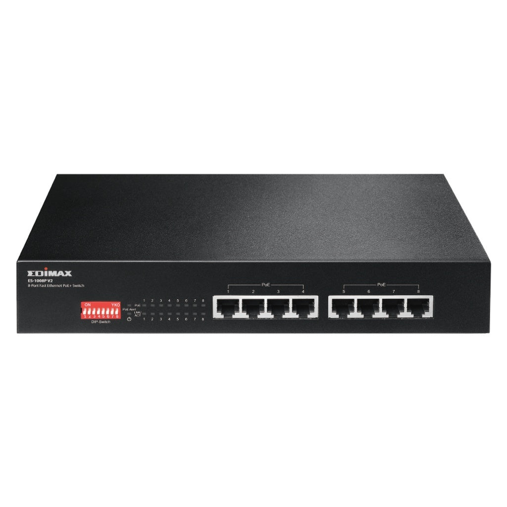 Produktbild Netzwerk-Switch - Edimax ES-1008P V2 Netzwerk-Switch Fast Ethernet (10/100) Power over Ethernet (PoE) Schwarz