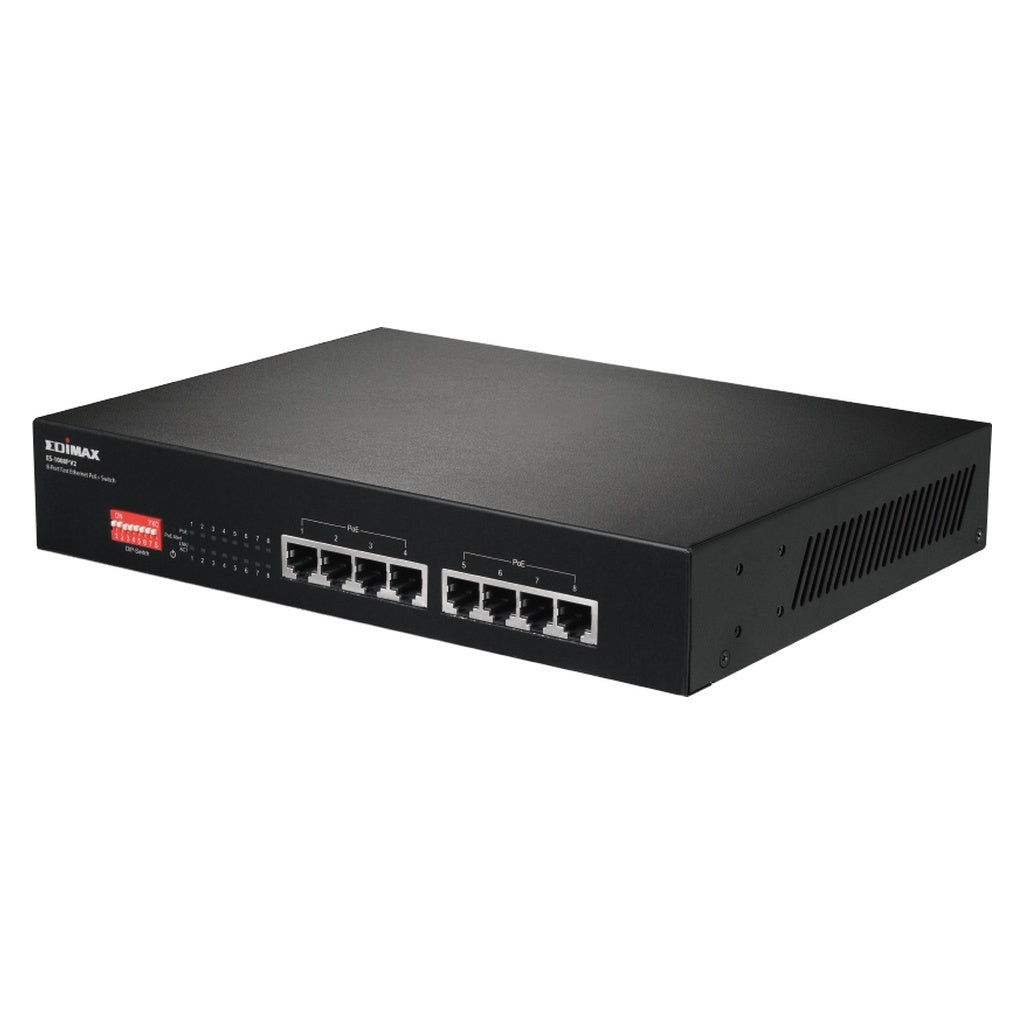 Produktbild Netzwerk-Switch - Edimax ES-1008P V2 Netzwerk-Switch Fast Ethernet (10/100) Power over Ethernet (PoE) Schwarz