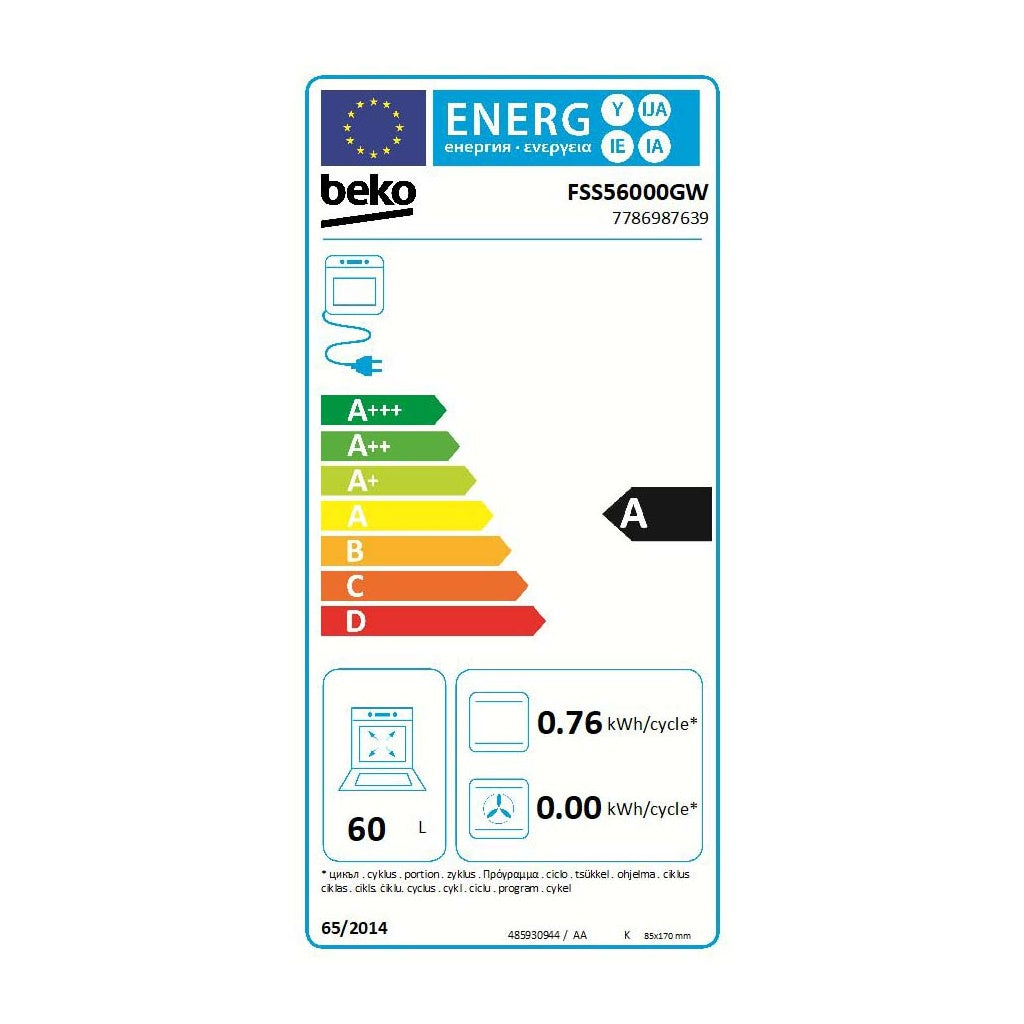 Produktbild Elektro-Kochfeld - Beko Elektroherd 50cm FSS56000GW