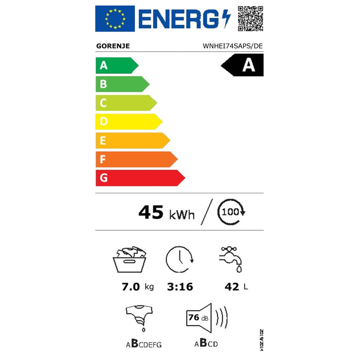 Gorenje Waschautomat 7kg,1400Upm,47cm WNHEI 74 SAPS/DE