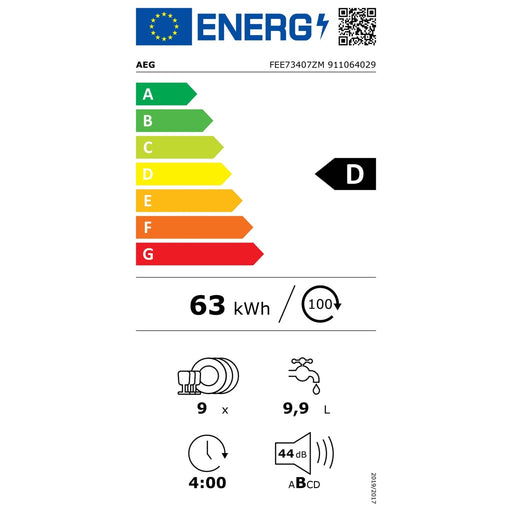 Produktbild teilintegrierbarer Geschirrspüler - AEG FEE73407ZM Geschirrspüler teilintegriert 45cm 9 Maßgedecke D