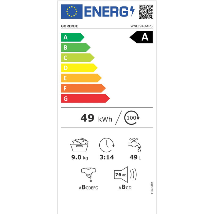 Gorenje WNEI94DAPS Waschmaschine Frontlader 9 kg 1400 RPM Weiß