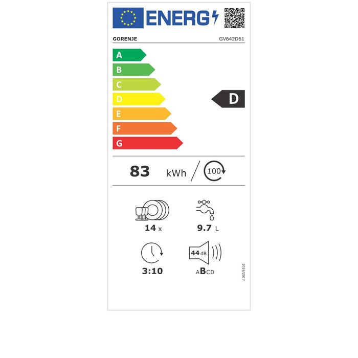 Gorenje EB-Geschirrspüler 14MG,9,7l,44dB GV642D61