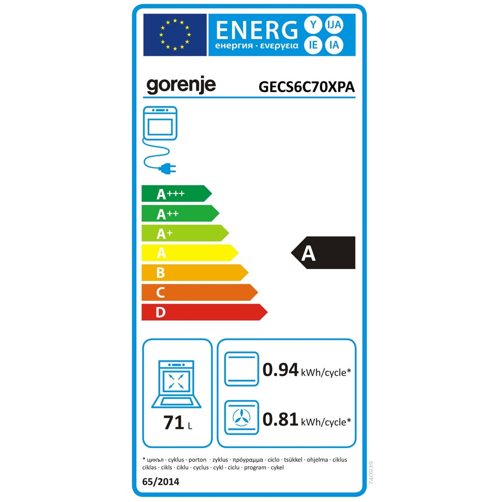 Produktbild Einbaubackofen - Gorenje Elektroherd Heißluft,71L GECS6C70XPA