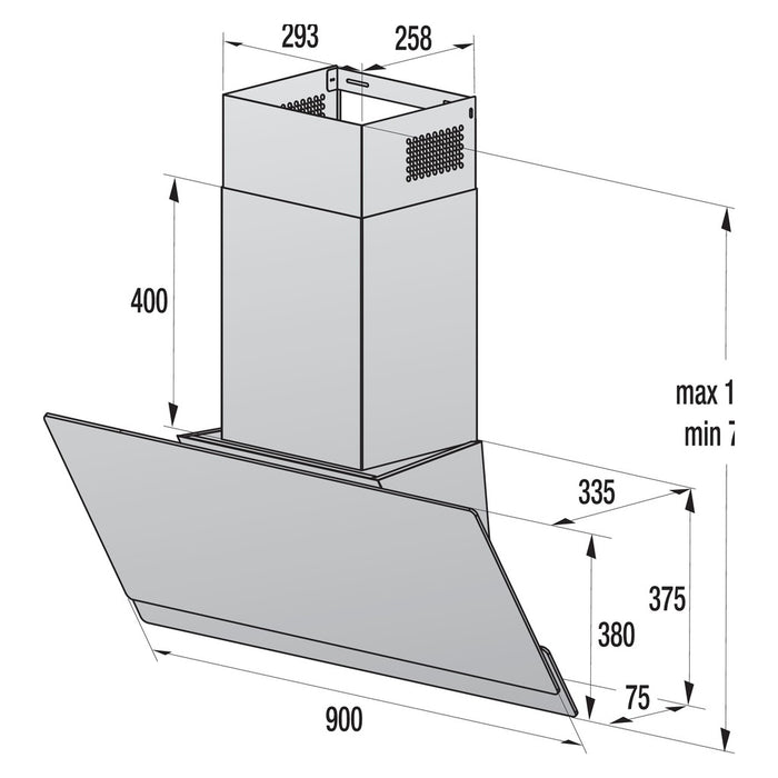 Gorenje Kaminhaube kopffrei 90cm,sw W9TB