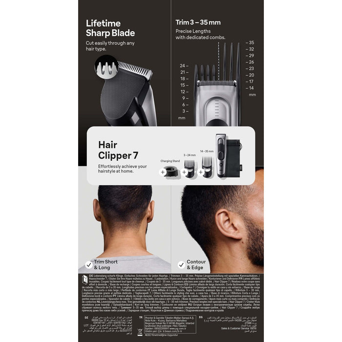 BRAUN Haarschneider Series 7 HC7390 in grau, HairClipper für Männer mit 17 Längeneinstellungen