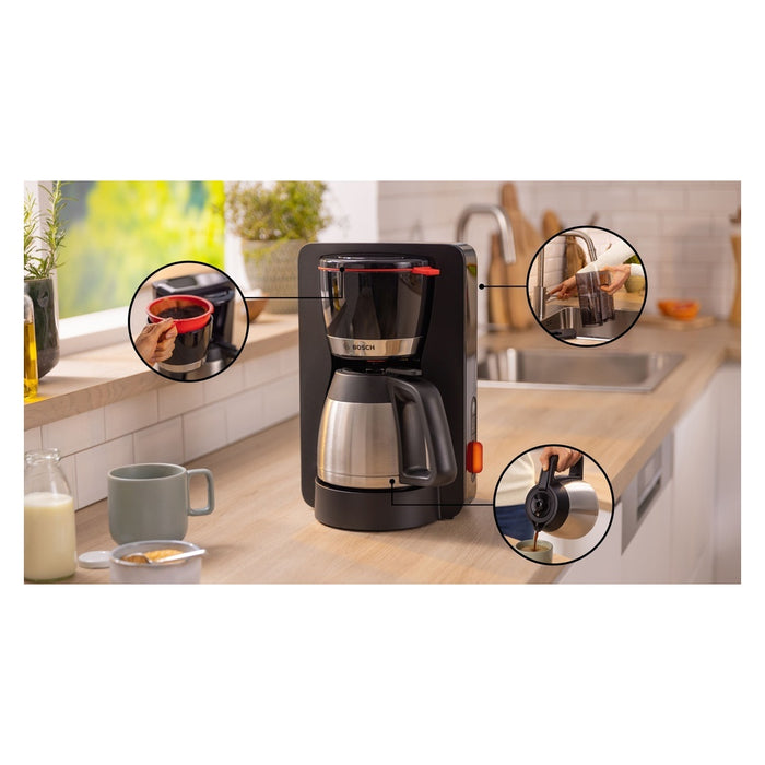 Bosch MyMoment TKA6M273 Filterkaffeemaschine mit Thermoskanne 1,1 l 1000 W Schwarz / Edelstahl