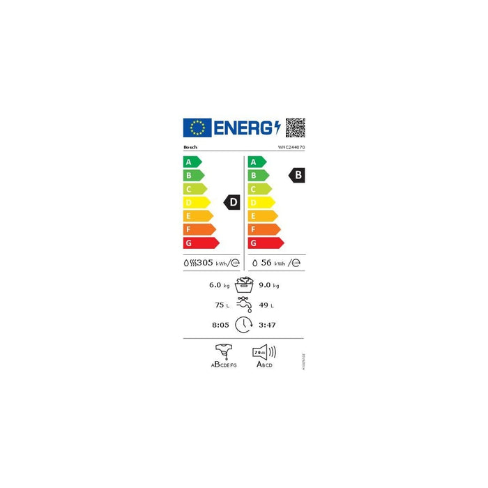 Bosch Serie 8 WNC244070 Waschtrockner Freistehend Frontlader in weiß D