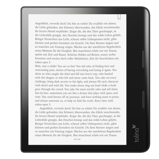 Produktbild eBook-Reader - Tolino Epos 3 eBook-Reader Touchscreen 32 GB WLAN Schwarz