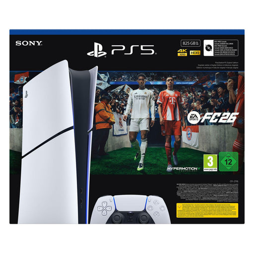 Produktbild Spielekonsole - Sony PlayStation 5 Digital + EA Sports FC 26 Bundle 825 GB WLAN Schwarz, Weiß